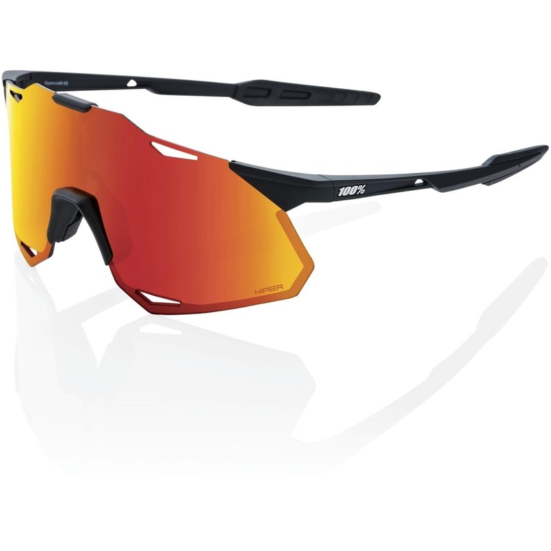 100% Hypercraft XS Sunglasses Soft Black Tack/Red Multilayer Mirror Lens