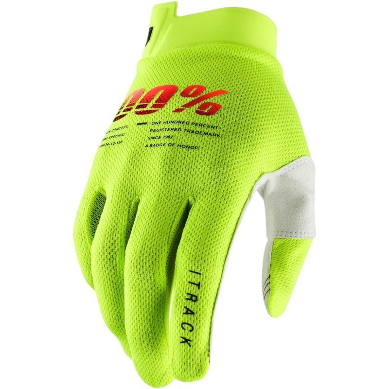 100% iTrack Full Finger Gloves Yellow