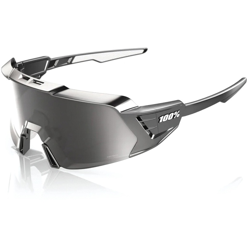 100% Korbin X Sunglasses Gloss Black Chrome - HiPER Silver Mirror Lens