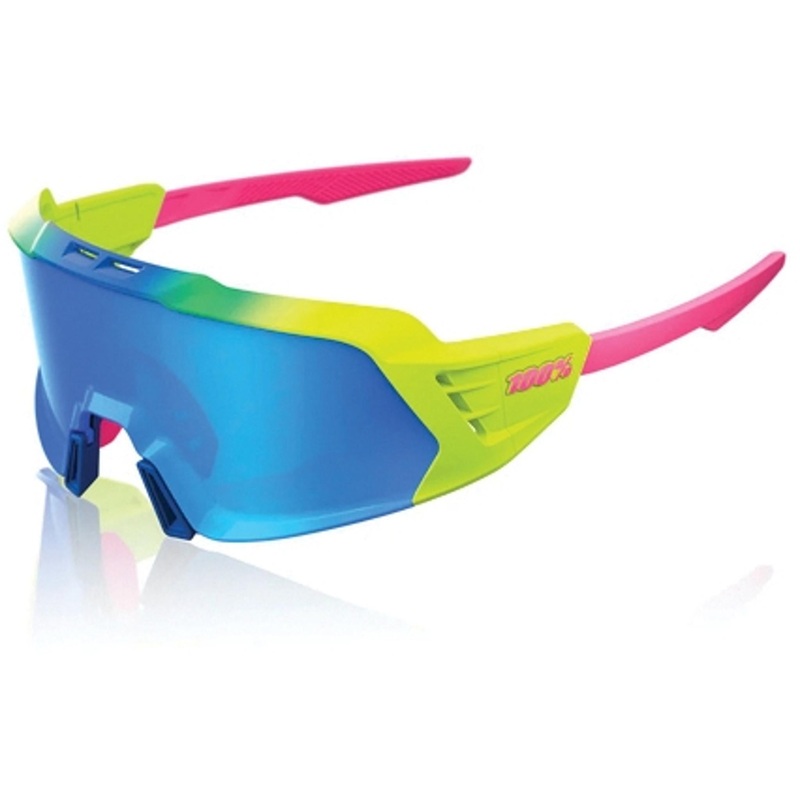 100% Korbin X Sunglasses Satin Neon - Blue Multilayer Mirror Lens