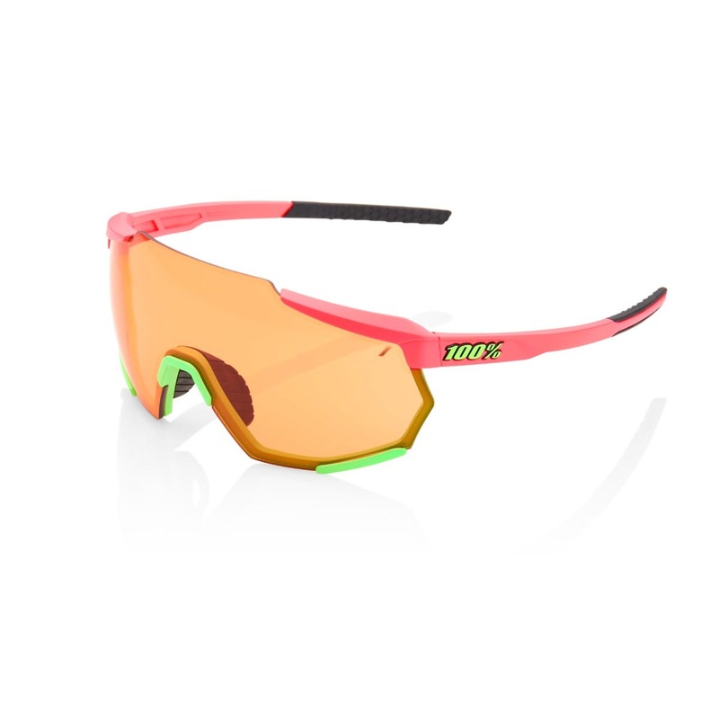 100% Racetrap Sunglasses Matte Washed Out Neon Pink with Persimmon Lens