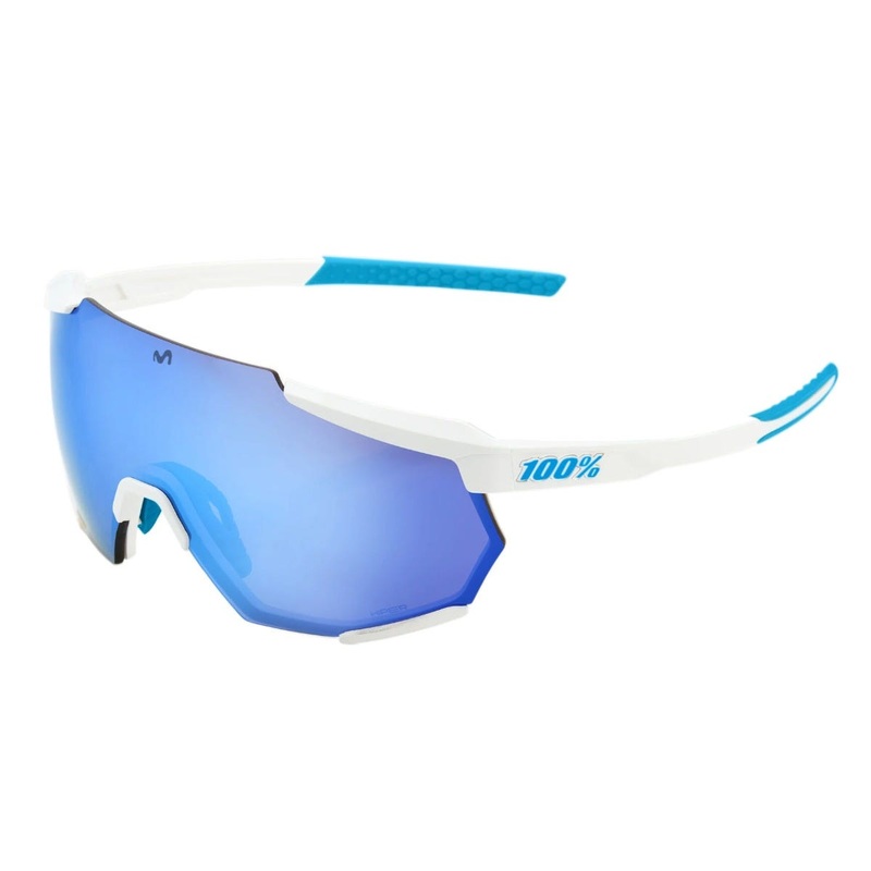 100% Racetrap Sunglasses SE Movistar White with HiPER Blue Lens