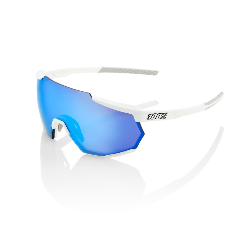 100% Racetrap Sunglasses White with HiPER Blue Lens