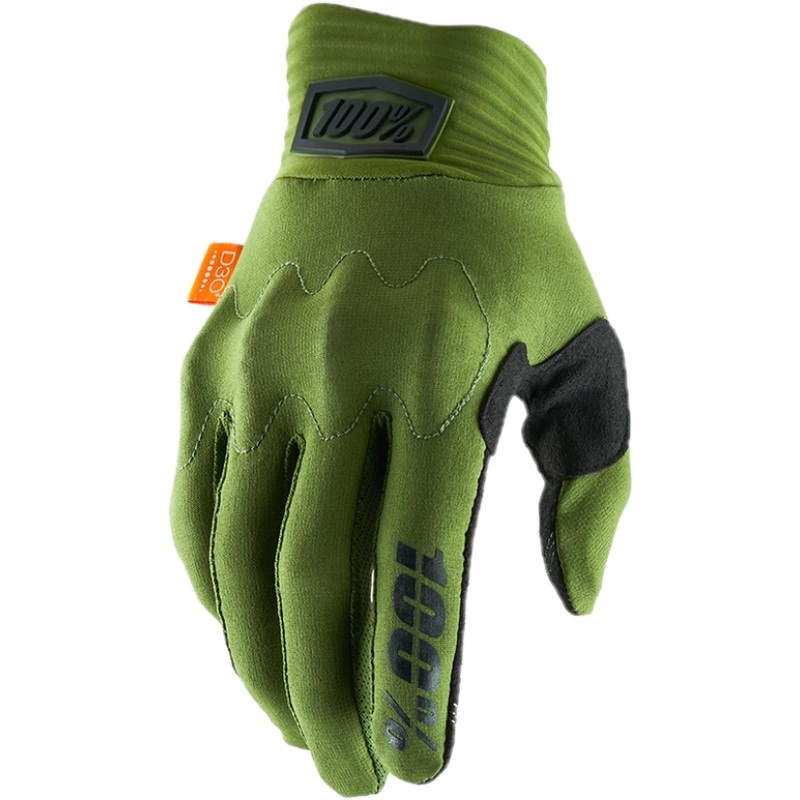100% Cognito D30 Full Finger Gloves Army Green/Black