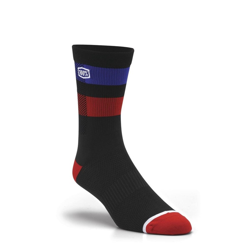 100% Flow Performance Socks Black/Red/Blue