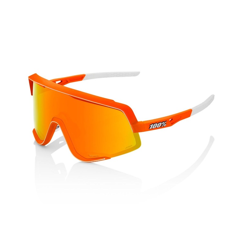 100% Glendale Sunglasses Soft Tact Neon Orange with HiPER Red Lens