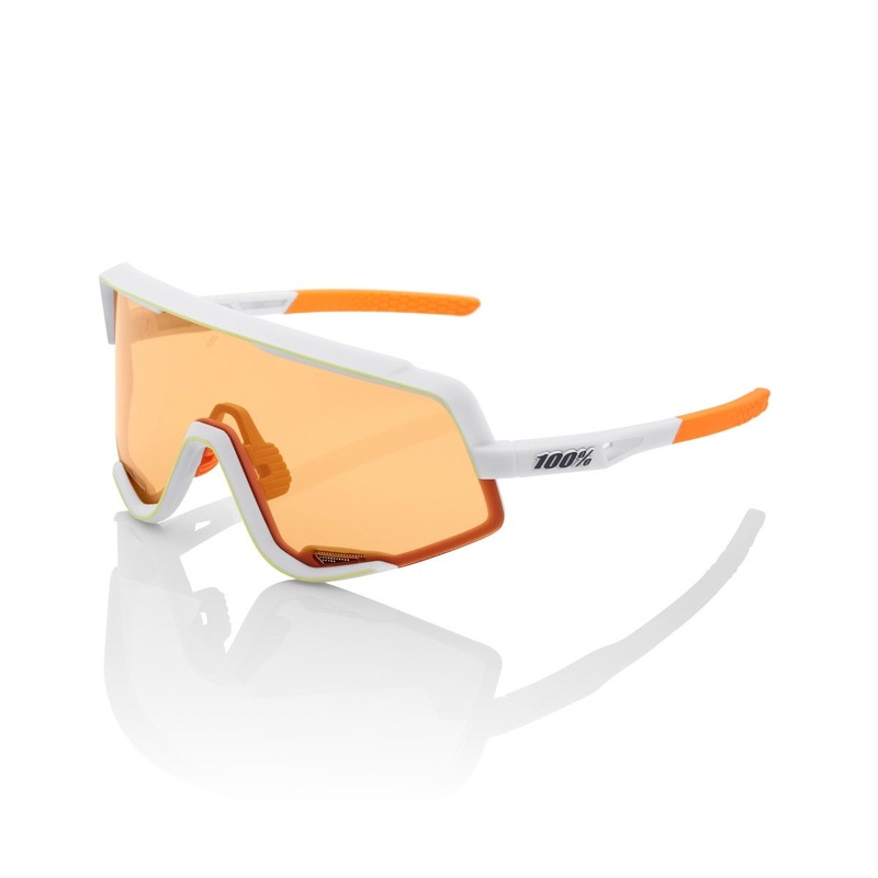 100% Glendale Sunglasses Soft Tact Oxyfire White with Persimmon Lens