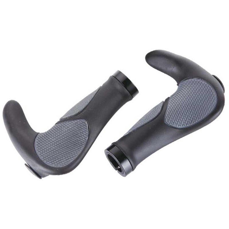 KWT Ergonomic Lock On Grips with Bar Ends & Locking Rings Black/Grey