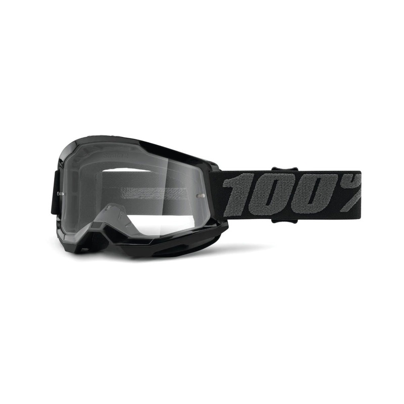 100% Strata 2 Goggles Black with Clear Lens