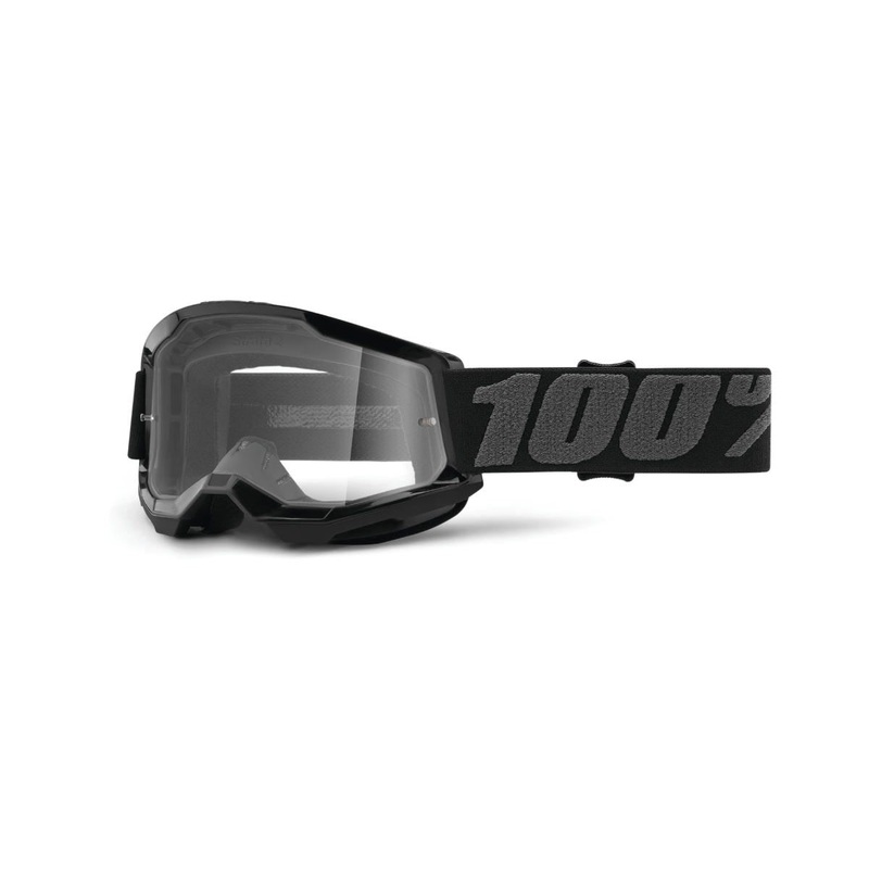 100% Strata 2 Junior Goggles Black with Clear Lens