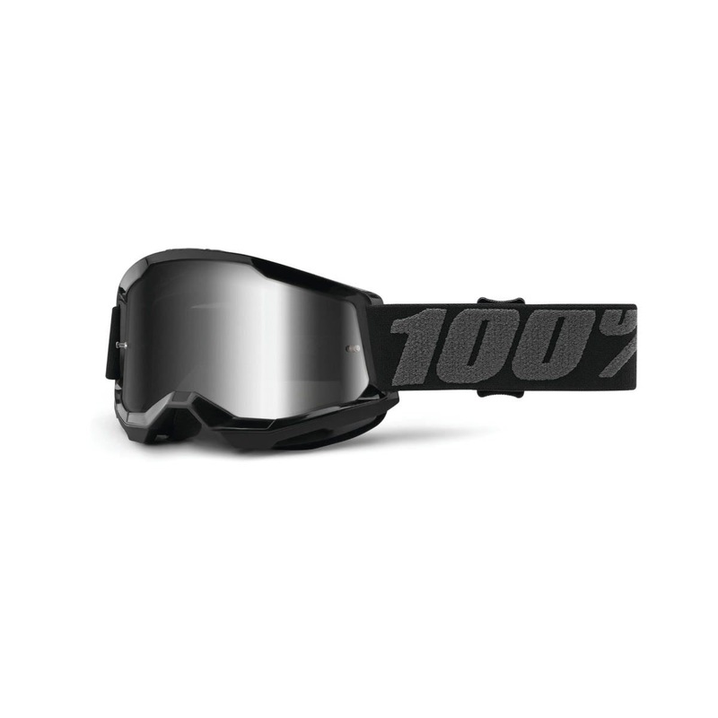 100% Strata 2 Junior Goggles Black with Mirror Silver Lens