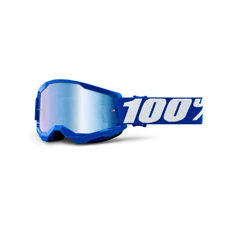 100% STRATA 2 Youth Goggles Blue with Mirror Blue Lens