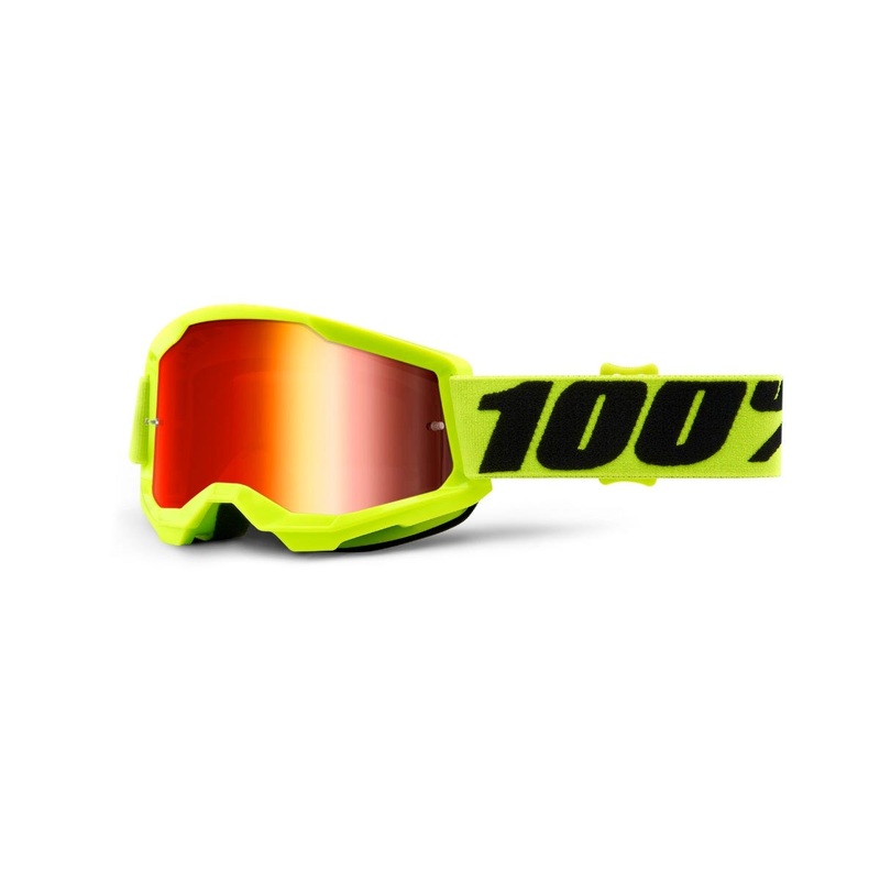 100% STRATA 2 Youth Goggles Yellow with Mirror Red Lens