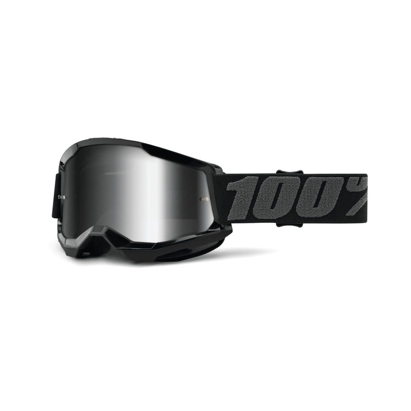 100% Strata Goggles Black with Mirror Silver Lens