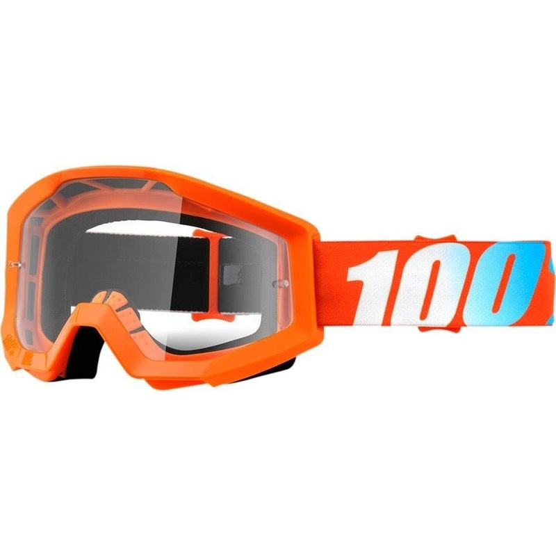 100% Strata Goggles Neon Orange/Clear Lens