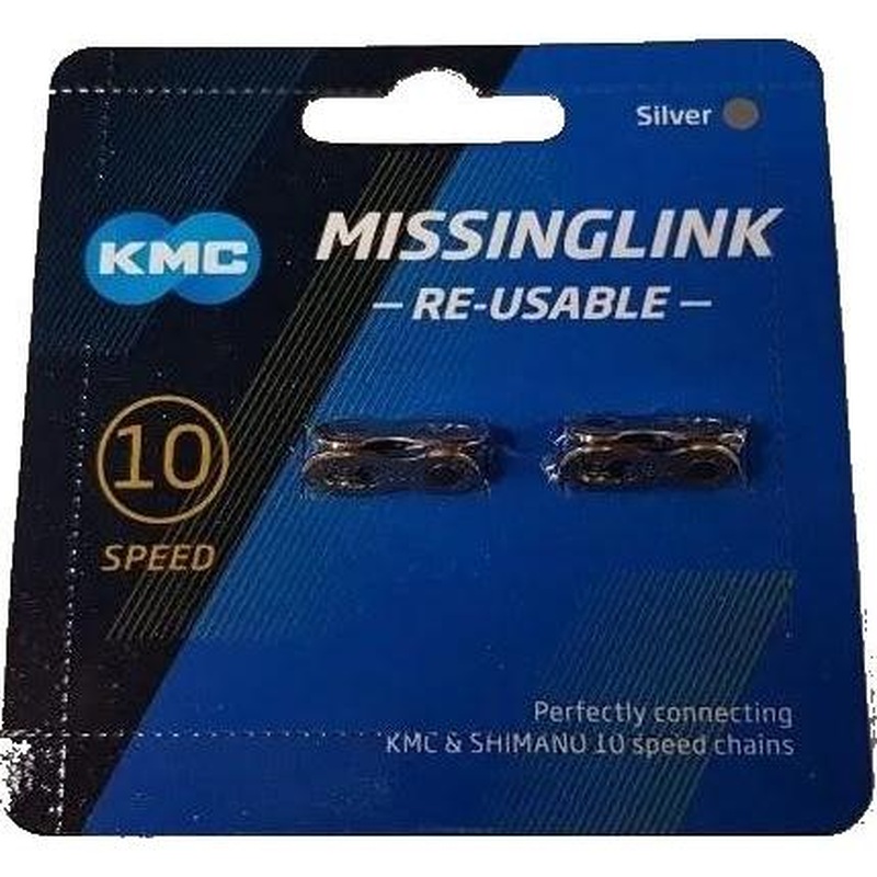 KMC Missing Link 10 Speed Reusable Chain Connector Silver 2pcs