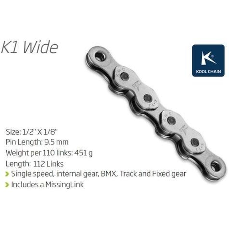 KMC Single Speed Chain with Connect Link 1/2'' x 1/8'' x 112L