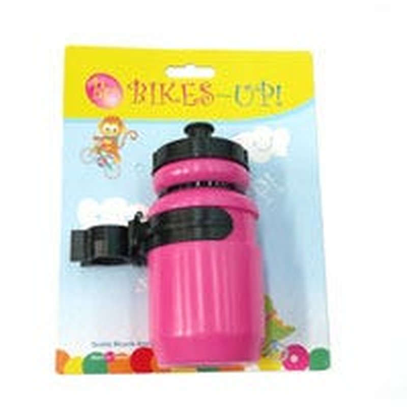 Kids Mini Water Bottle & Bottle Cage Pink/Black