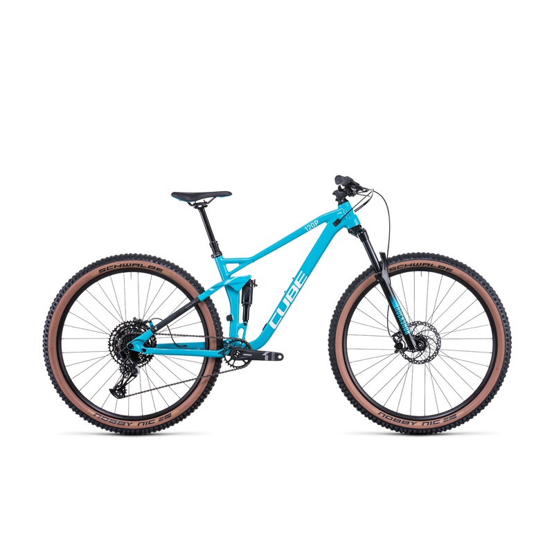 Cube Stereo 120 Pro Dual Suspension Mountain Bike Skyblue White