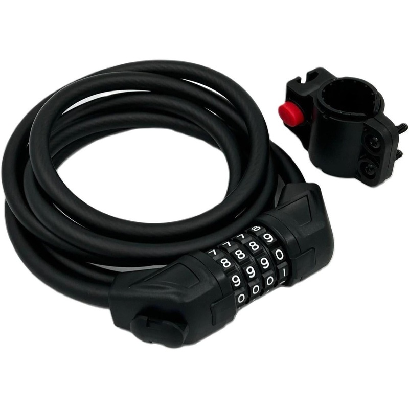 Jetblack Combo Cable Lock 10 x 1800mm w/ Mounting Bracket Black