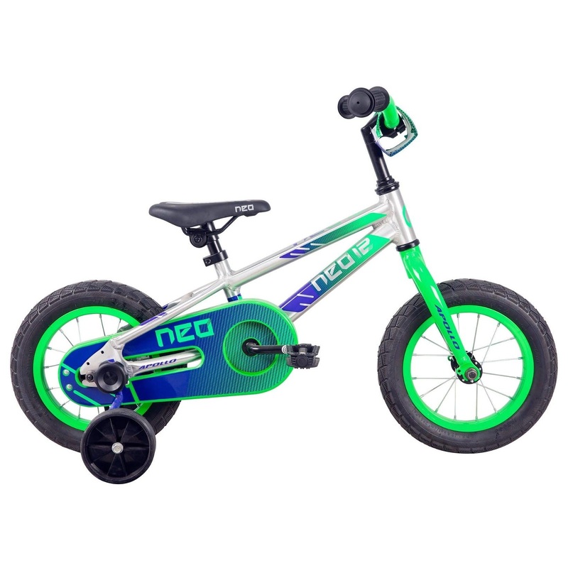 Neo Kids Bike 12 Brushed Alloy Neon Green/Navy Blue Fade