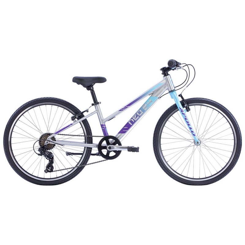 Neo Kids Bike 24'' 7-Speed Silver with Ice Blue Purple Fade