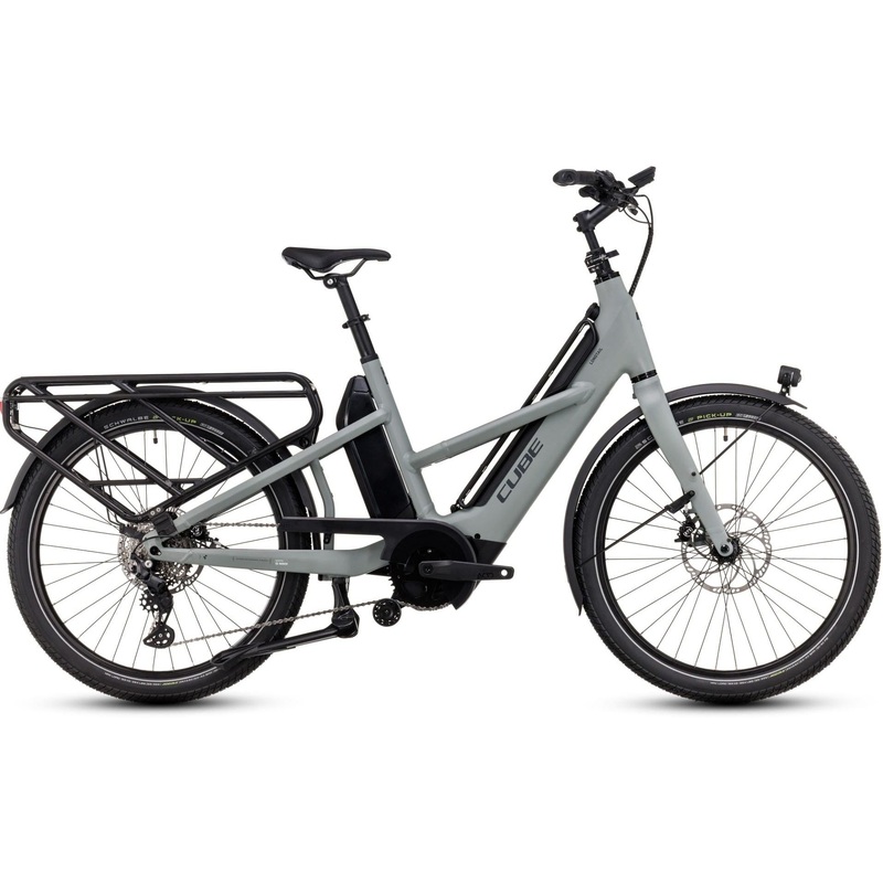 Cube Longtail Sport Hybrid 725 Electric Cargo Bike Swamp Grey Reflex