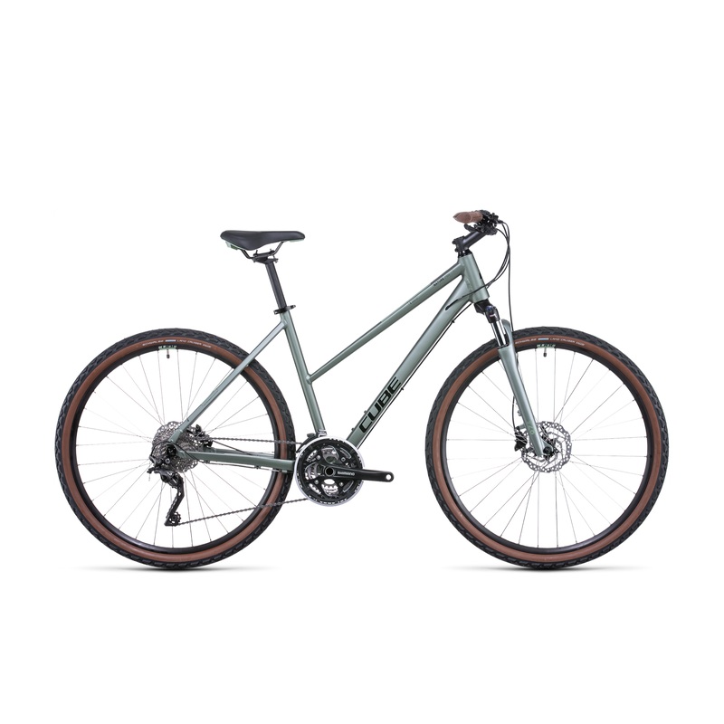 Cube Nature Pro Trapeze Hybrid Bike Silvergreen Black