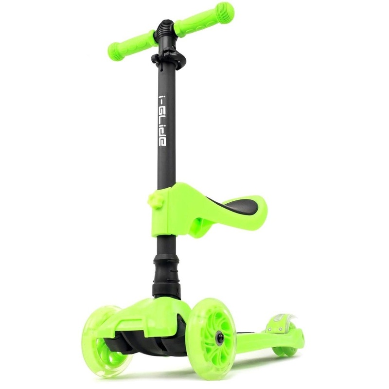 I-Glide with Lights and Seat Kids Scooter Green