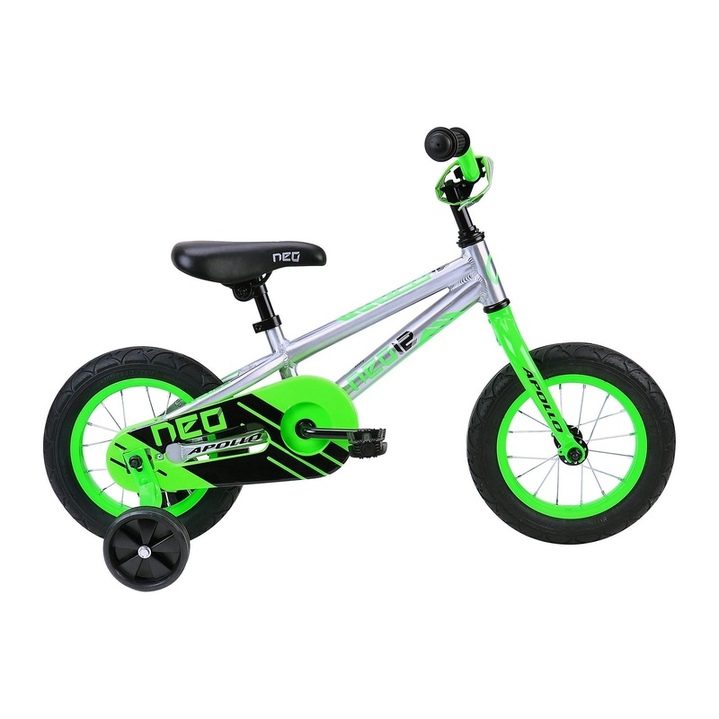 NE12 Kids Bike Brushed Alloy Neon Green/Black