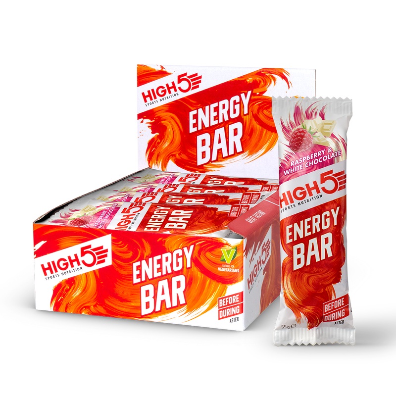 HIGH5 Energy Bar Raspberry & White Chocolate Box of 12