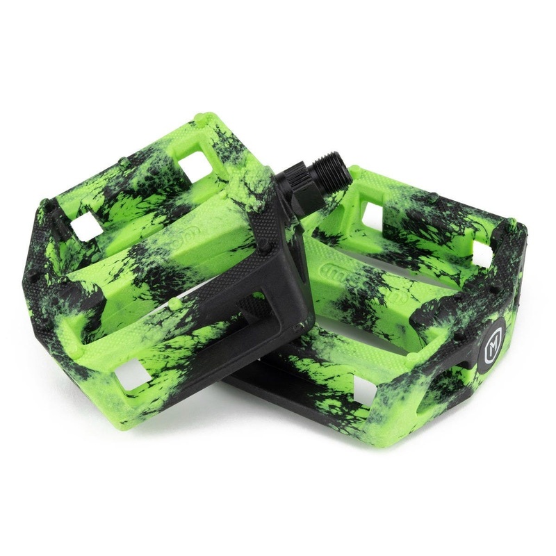 Mission Impulse BMX Pedals Black/Green Splash