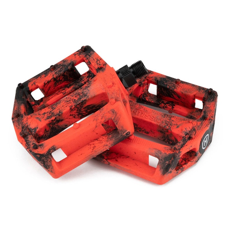 Mission Impulse BMX Pedals Black/Red Splash