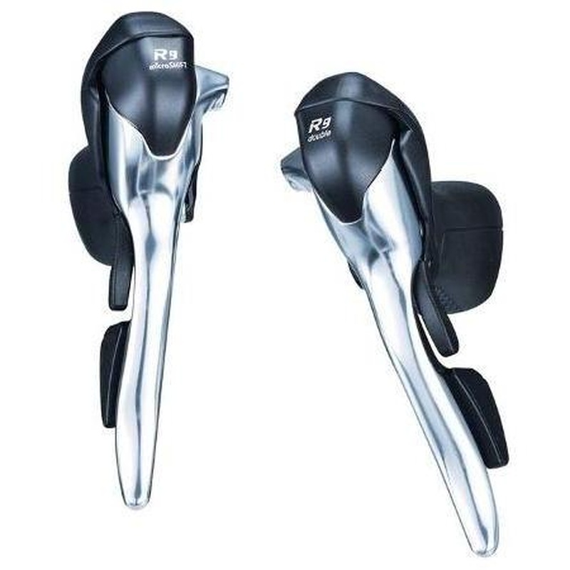 MicroShift Drop Bar Shifter - R9 SB-R492 - 2x9 Speed - Pair (Shimano Road) Silver