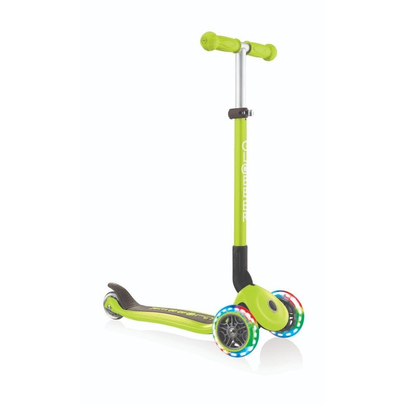 Globber Primo Foldable Lights 3 Wheels Kids Scooter Lime Green