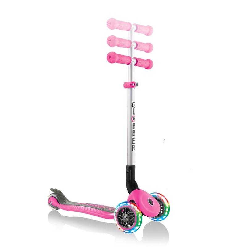 Globber Primo Foldable Lights Scooter Pink