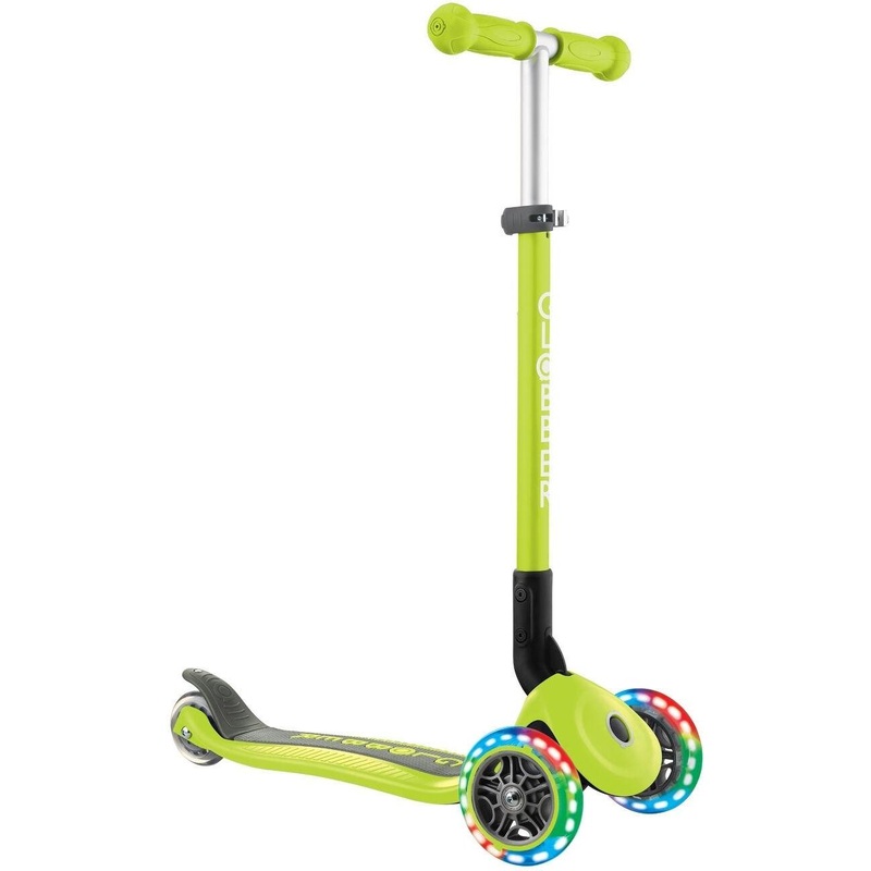 Globber Primo Foldable w/ Lights 3-Wheel Kids Scooter Lime Green