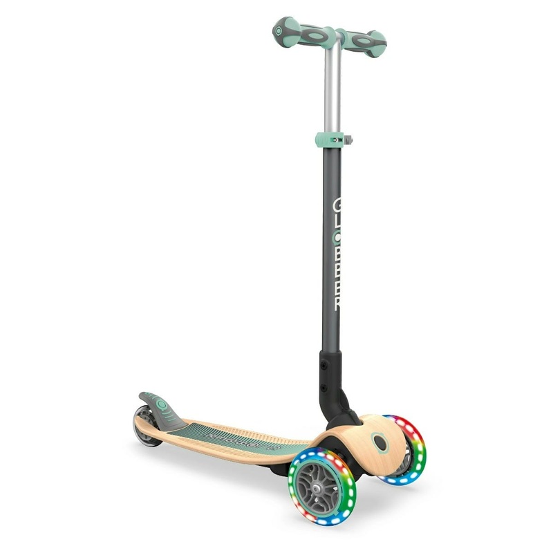 Globber PRIMO Foldable Wood Lights Scooter Mint