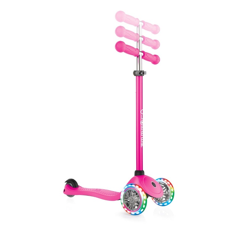 Globber Primo Lights with T-BAR 3 Wheel Kids Scooter Pink