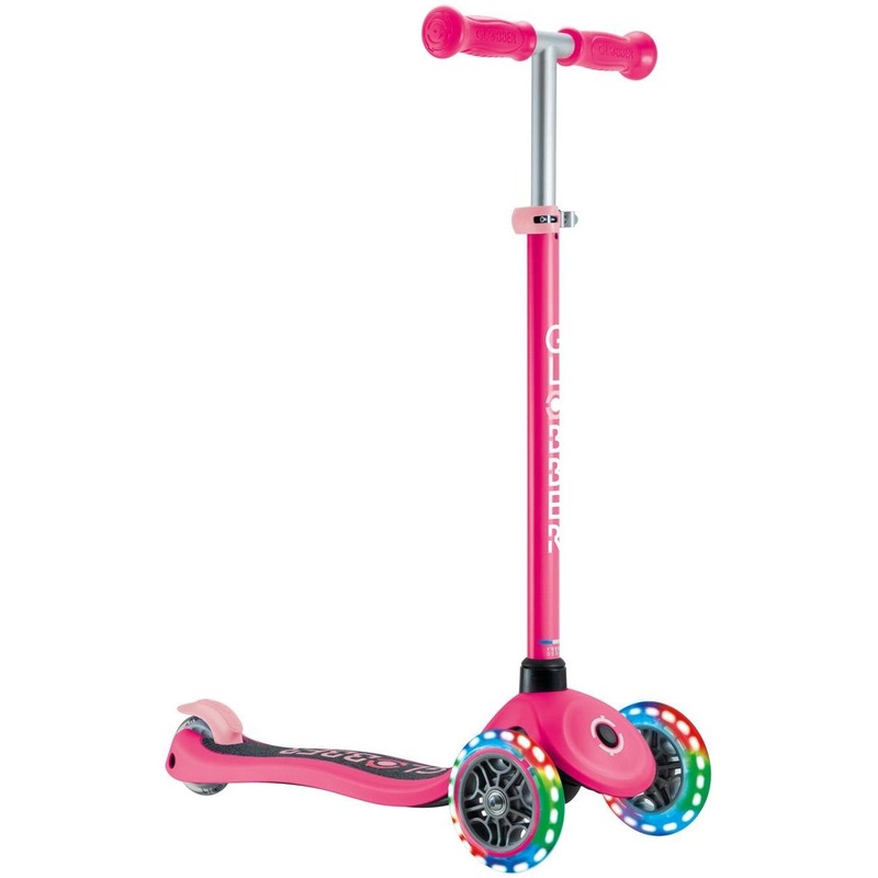 Globber Primo V2 3-Wheel Kids Scooter with Light Up Wheels Fuschia Pink/Pastel Pink