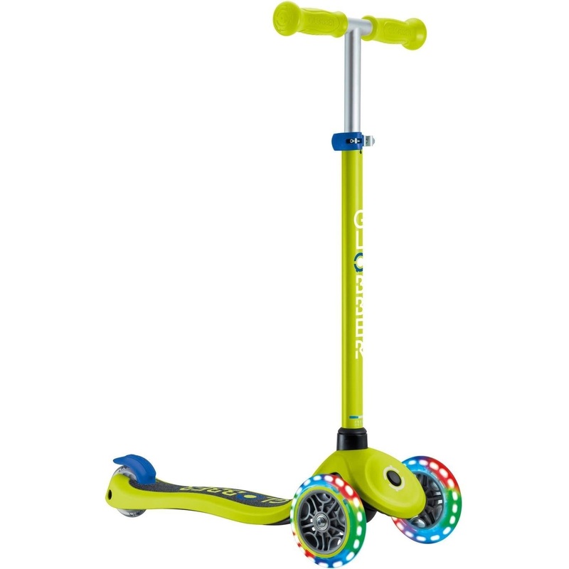 Globber Primo V2 Scooter With Lights And Griptape Lime Green/Navy Blue