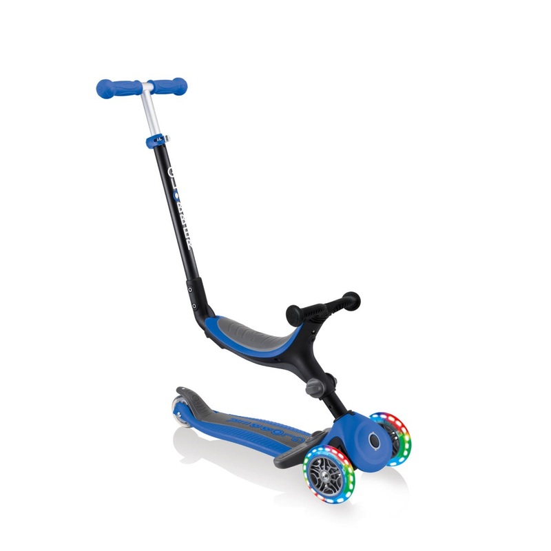 Globber Go Up Foldable Plus Lights 3 Wheel Kids Scooter Navy Blue