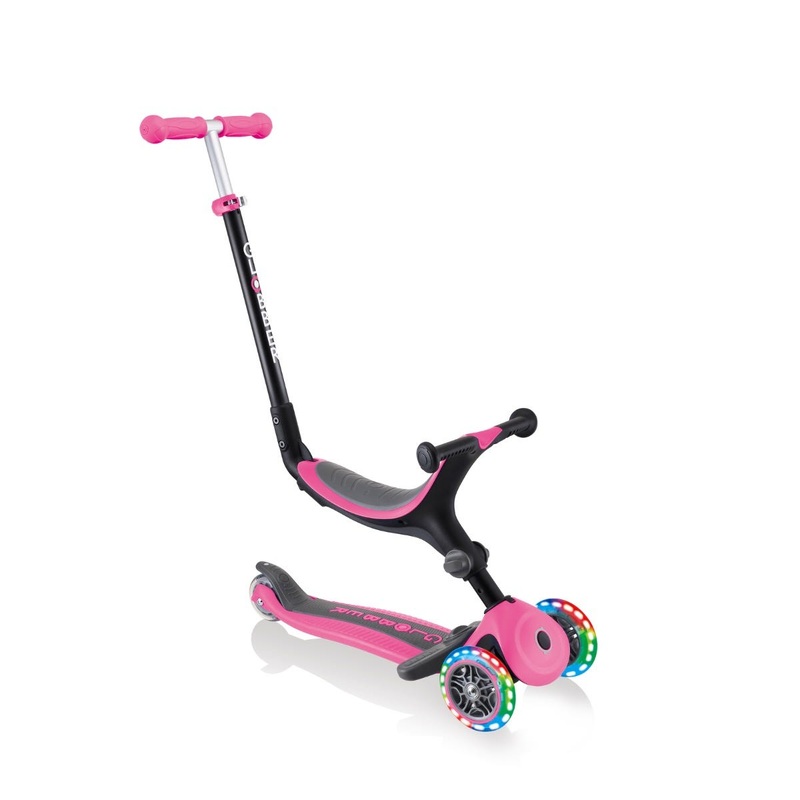 Globber Go Up Foldable Plus Lights 3 Wheel Kids Scooter Pink (Light Up Wheels)
