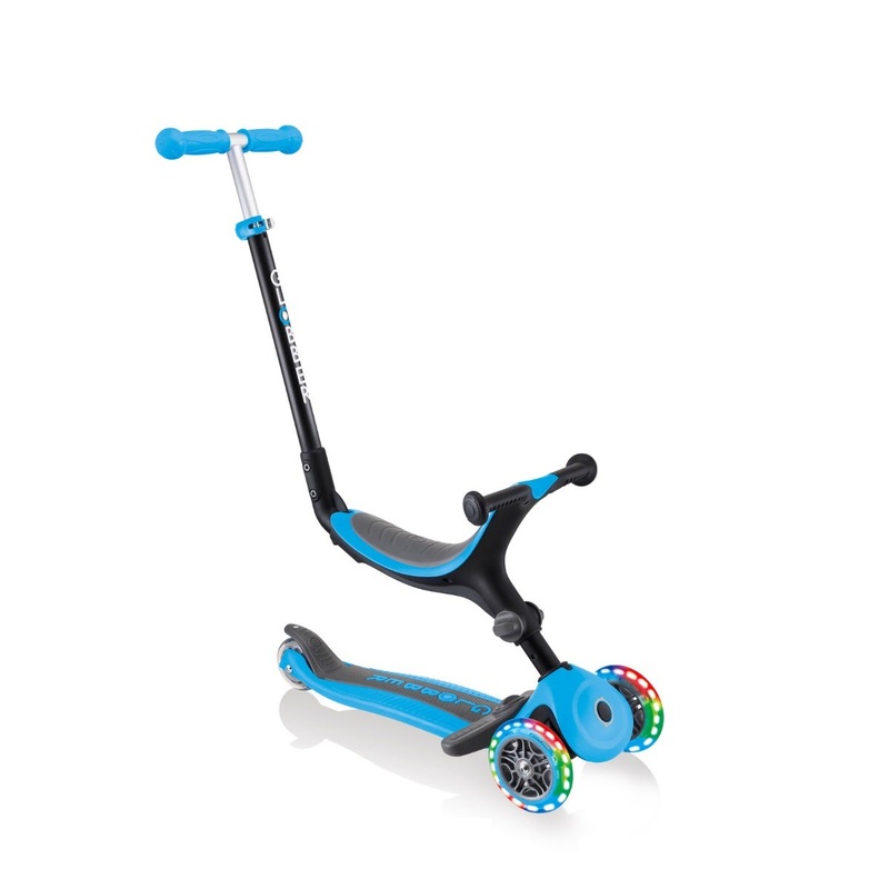 Globber Go Up Foldable Plus Lights 3 Wheel Kids Scooter Sky Blue (Light Up Wheels)