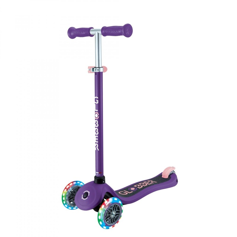Globber Primo 3-Wheel Kids Scooter with Lights Purple