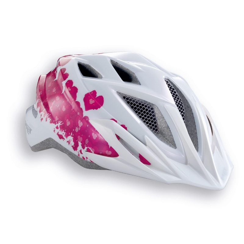 MET Crackerjack Youth Helmet Heart White/Pink 52-57cm