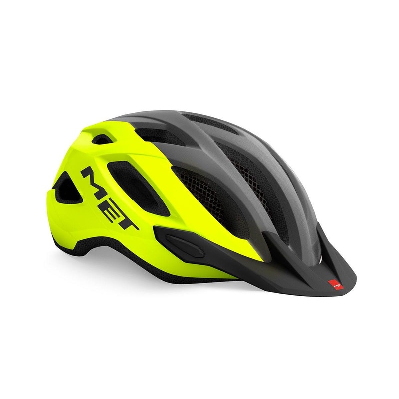MET Crossover Helmet Fluorescent Yellow/Grey with LIGHT