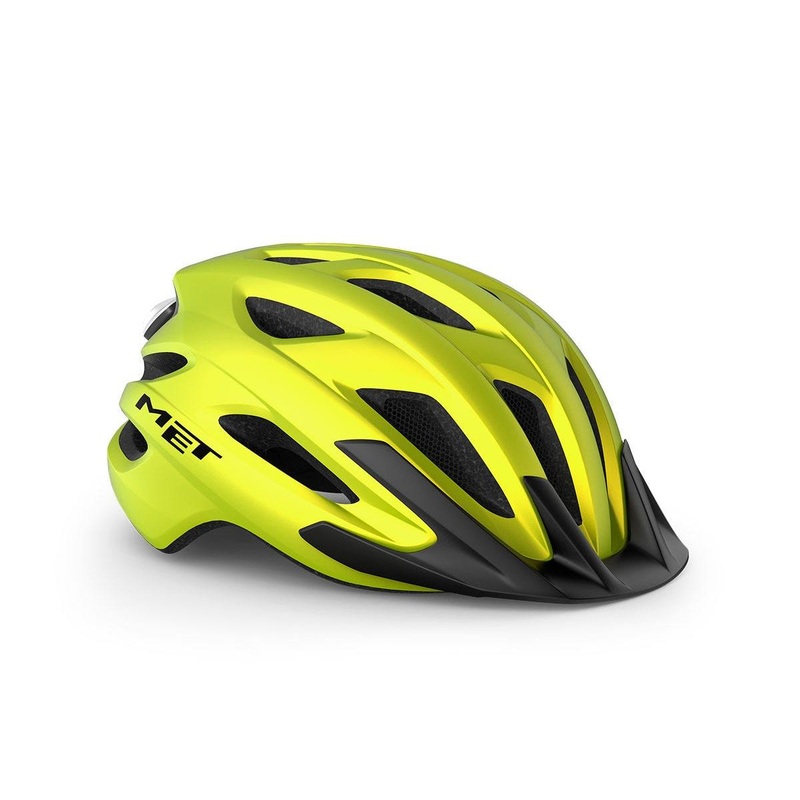 Met Crossover Helmet Lime Yellow Metallic with LIGHT