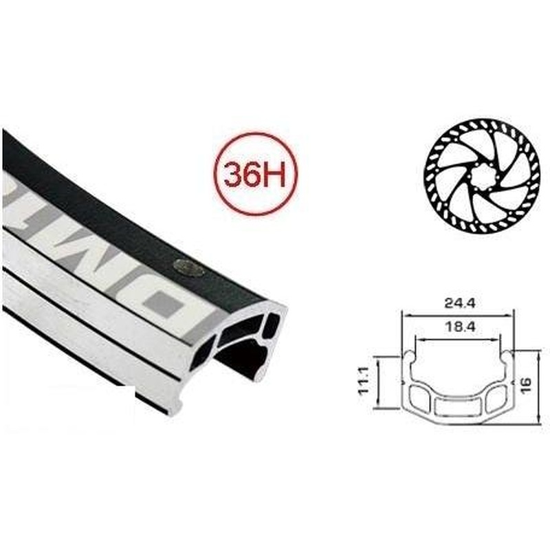 Alexrims DM-18 Rear Wheel 26'' Black with Black Spokes