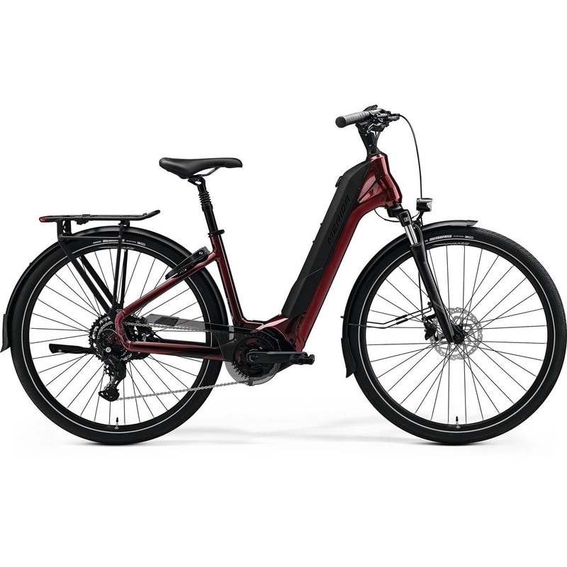 Merida eSpresso City 400 EQ Electric Hybrid Bike 504Wh Battery Burgundy Red/Black